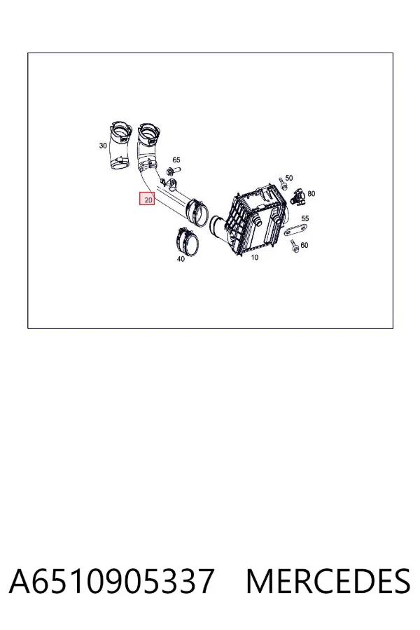 Cano derivado de ar, saída de turbina (supercompressão) A6510905337 Mercedes