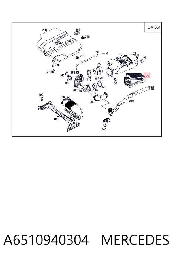 Filtro de ar A6510940304 Mercedes