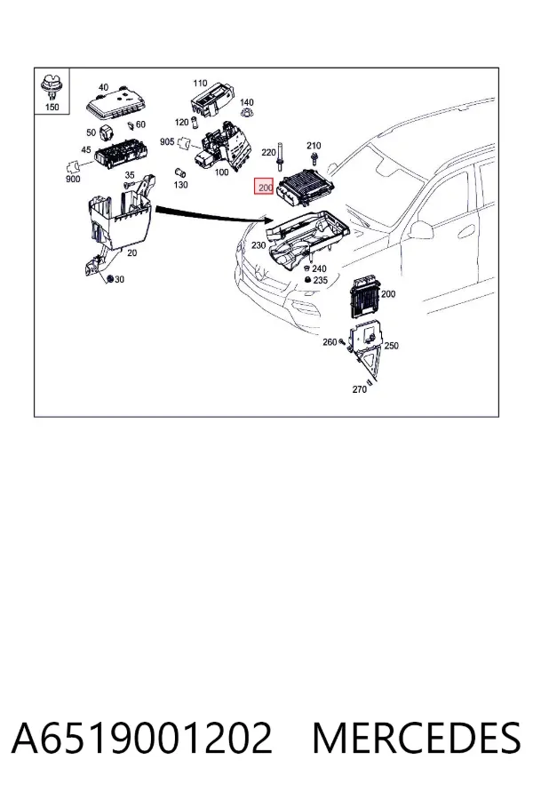 Módulo de direção (Centralina eletrônica) de motor A6519001202 Mercedes