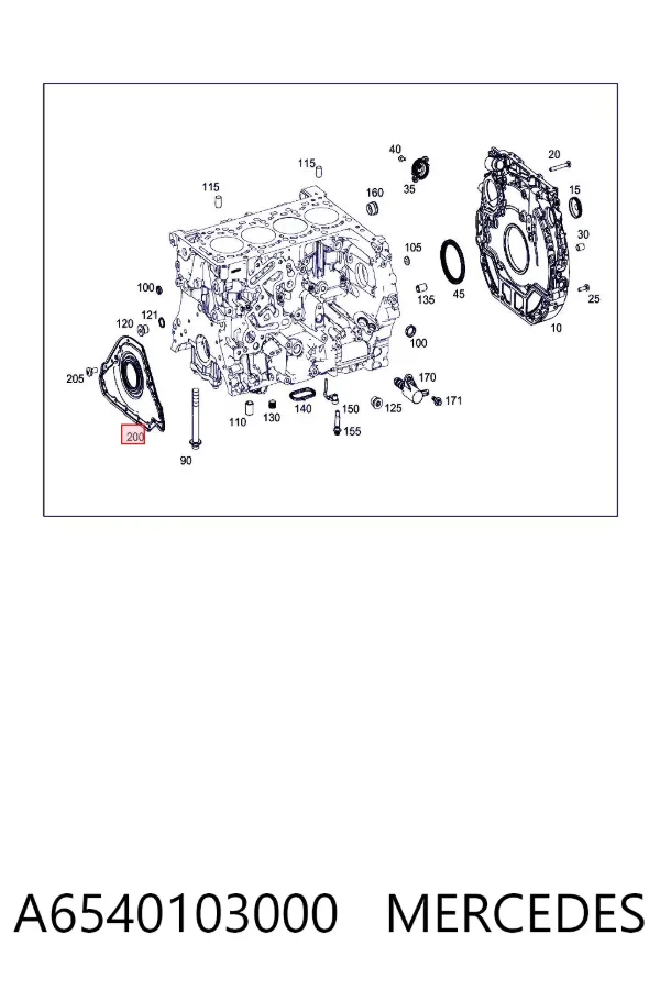 Vedação dianteira de cambota de motor A6540103000 Mercedes