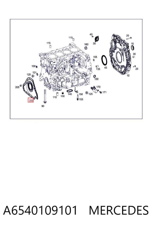Vedação dianteira de cambota de motor A6540109101 Mercedes