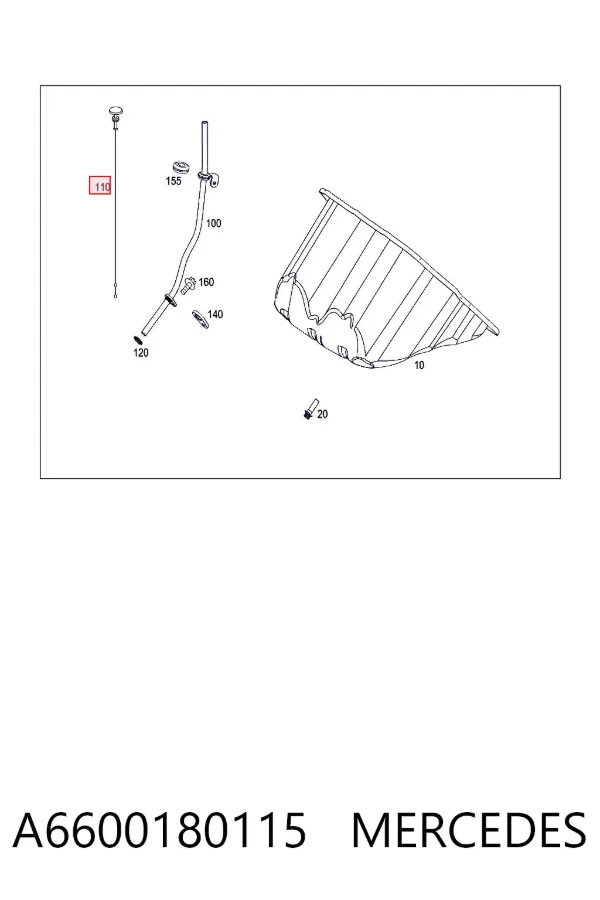 Sonda (indicador) do nível de óleo no motor A6600180115 Mercedes