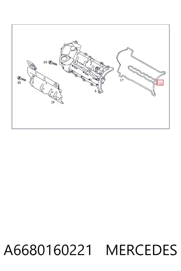 Vedante interno da tampa de válvulas de motor A6680160221 Mercedes