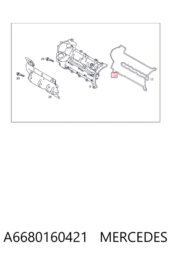 Vedante de tampa de válvulas de motor A6680160421 Mercedes