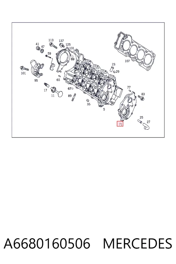 Tampa dianteira de cabeça de motor (CBC) A6680160506 Mercedes
