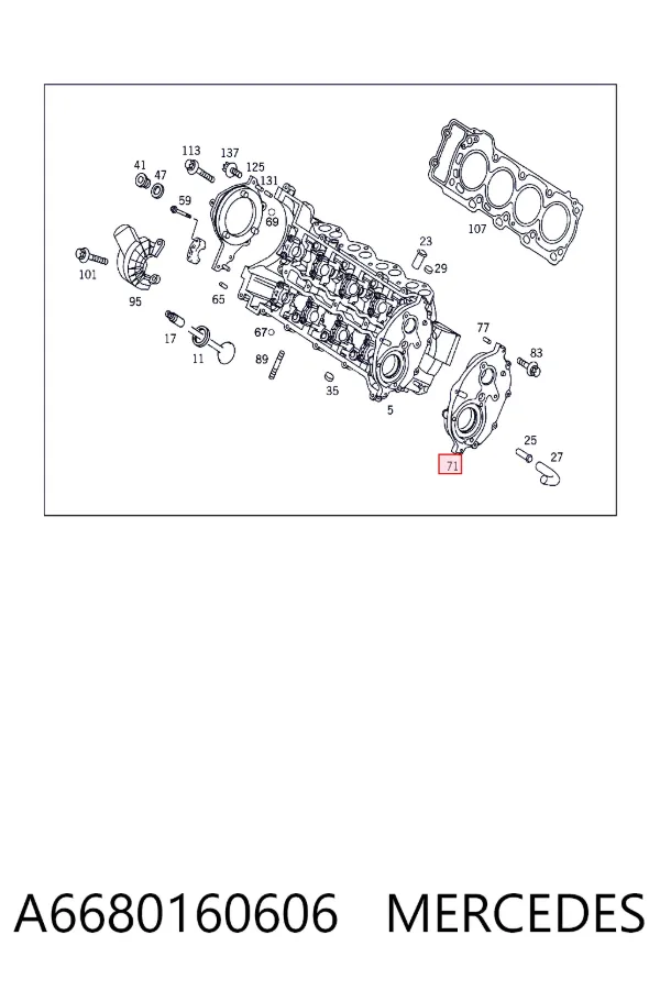Tampa dianteira de cabeça de motor (CBC) A6680160606 Mercedes