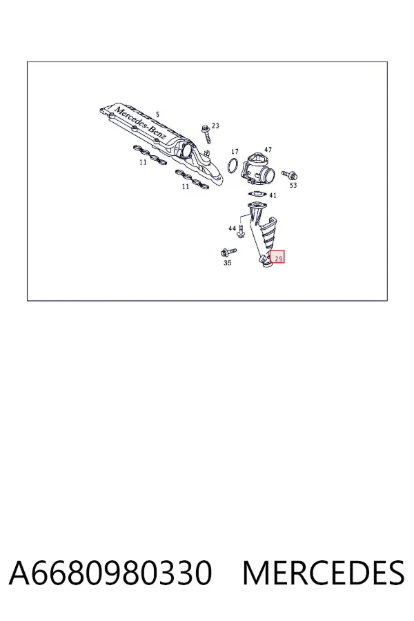 Cano derivado de ventilação de cárter (de separador de óleo) A6680980330 Mercedes
