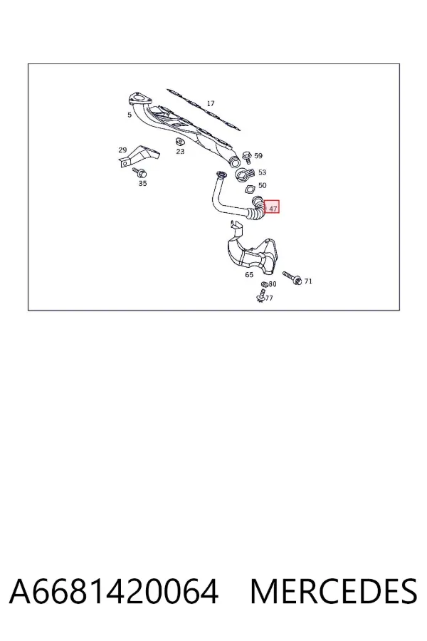 Cano derivado do sistema de recirculação dos gases de escape EGR A6681420064 Mercedes