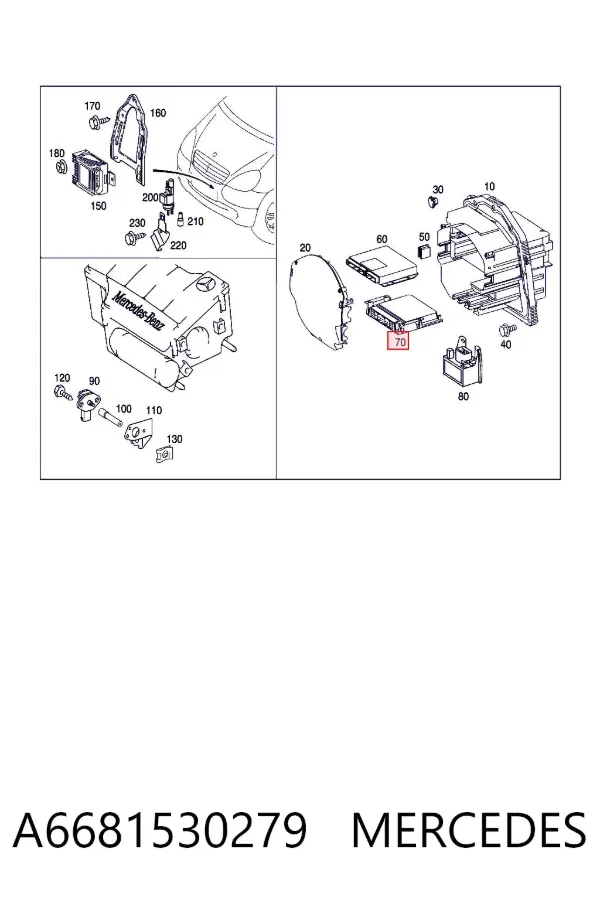 Módulo de direção (Centralina eletrônica) de motor A6681530279 Mercedes