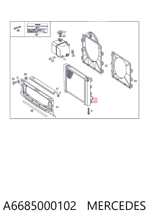 Radiador de esfriamento de motor A6685000102 Mercedes