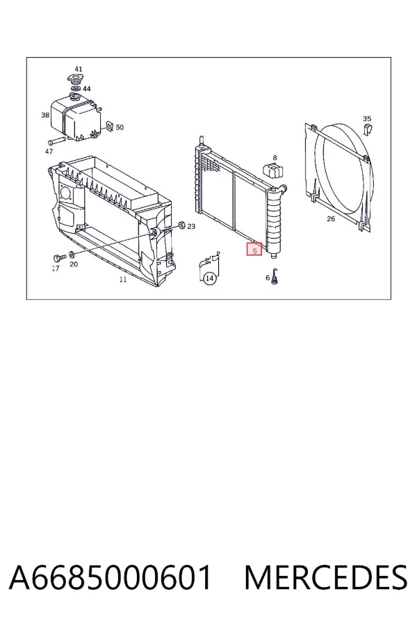 Radiador de esfriamento de motor A6685000601 Mercedes