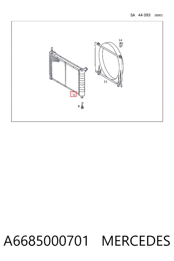 Radiador de esfriamento de motor A6685000701 Mercedes