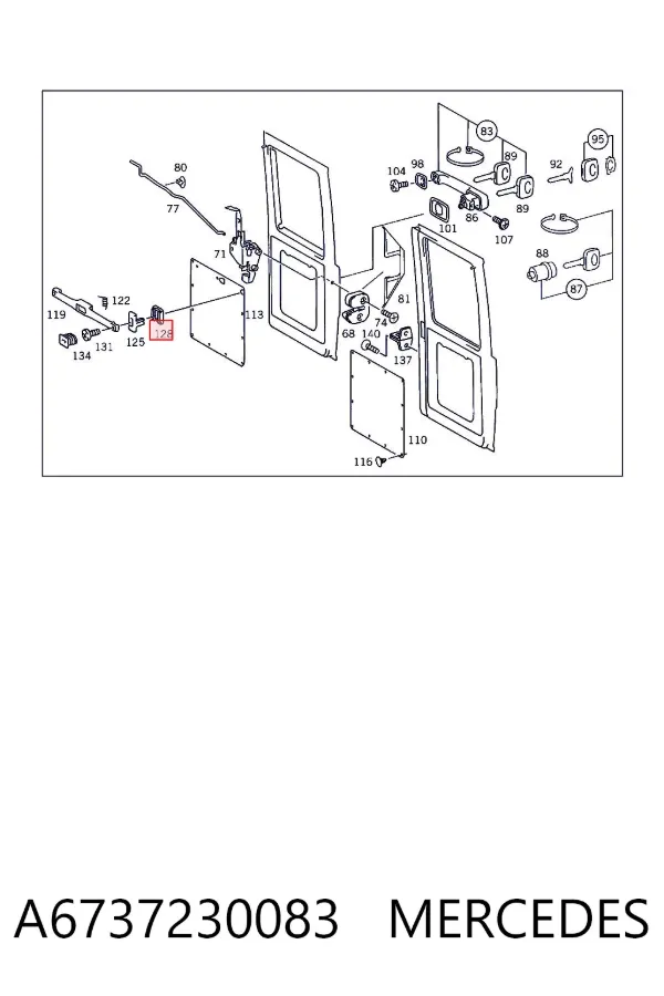 Maçaneta interna da porta dianteira A6737230083 Mercedes