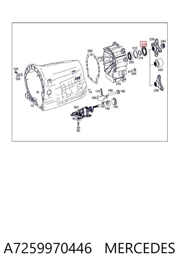 Bucim da Caixa Automática de Mudança (de árvore de saída/secundária) A7259970446 Mercedes