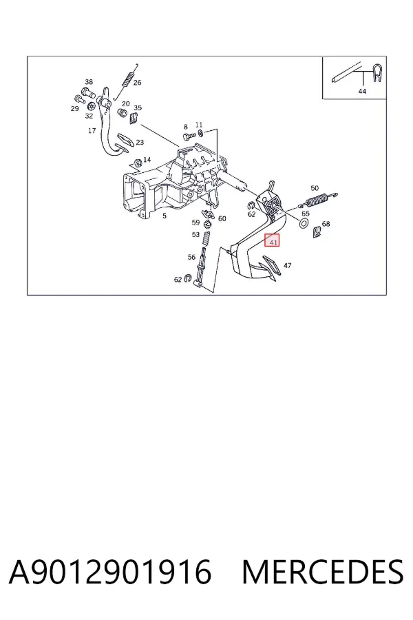 Pedal de embraiagem A9012901916 Mercedes