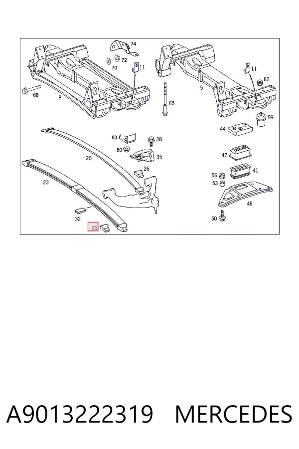 Suporte da suspensão de lâminas dianteira A9013222319 Mercedes