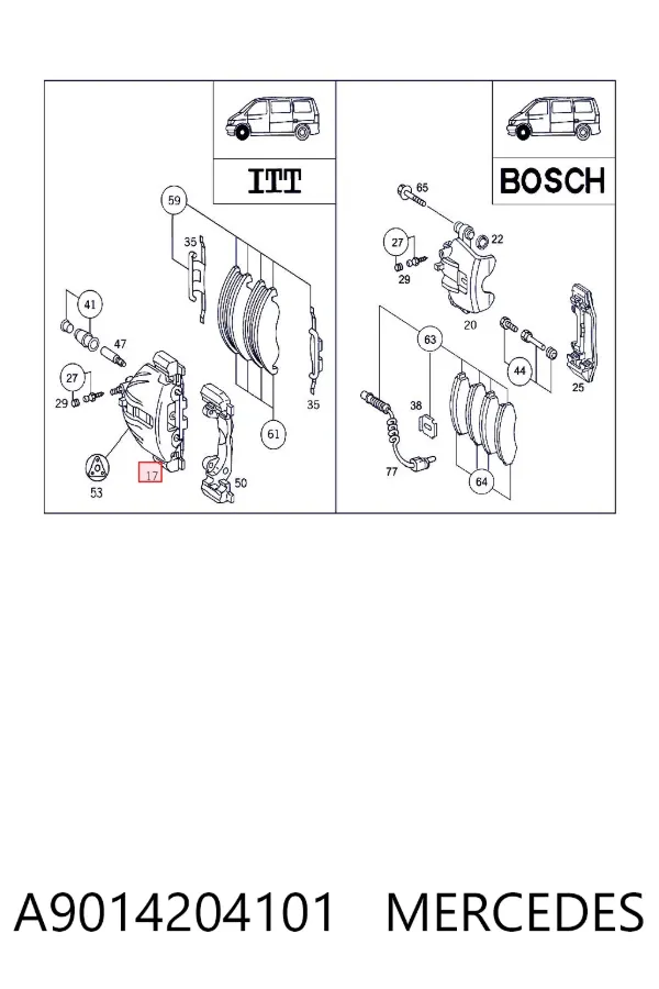 Kit de reparação de suporte do freio dianteiro A9014204101 Mercedes