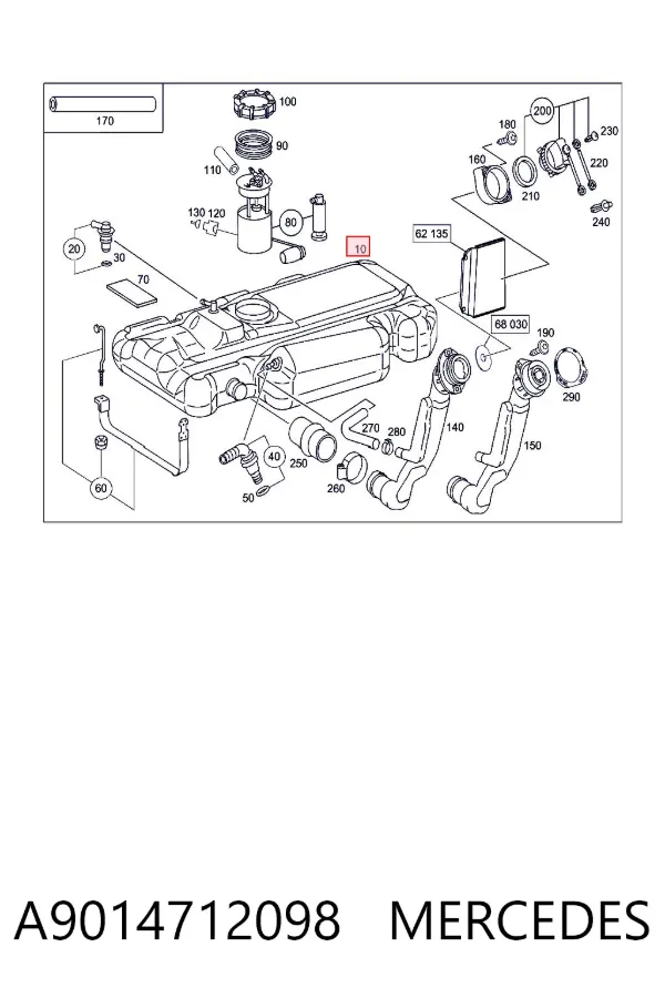Tanque de combustível A9014712098 Mercedes