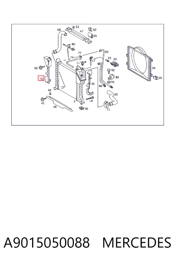 Conduto de ar (defletor) direito do radiador A9015050088 Mercedes