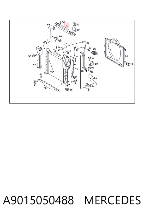 Conduto de ar/defletor do radiador, superior A9015050488 Mercedes