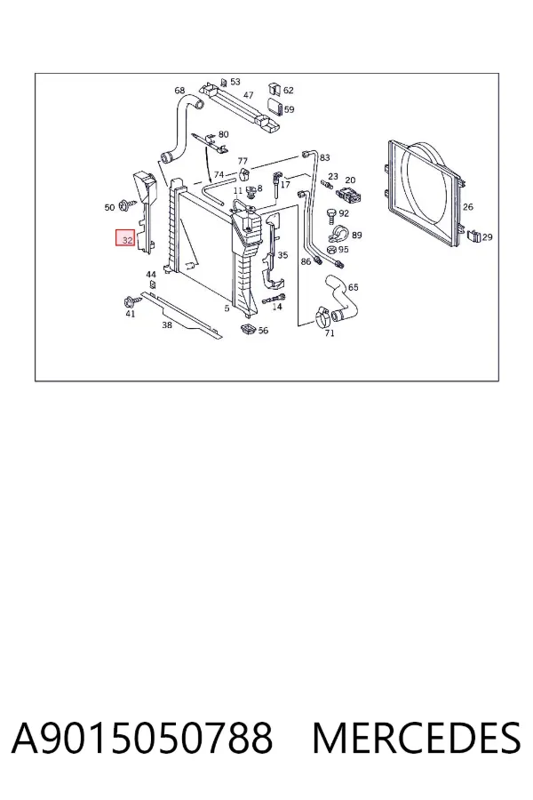Conduto de ar (defletor) direito do radiador A9015050788 Mercedes
