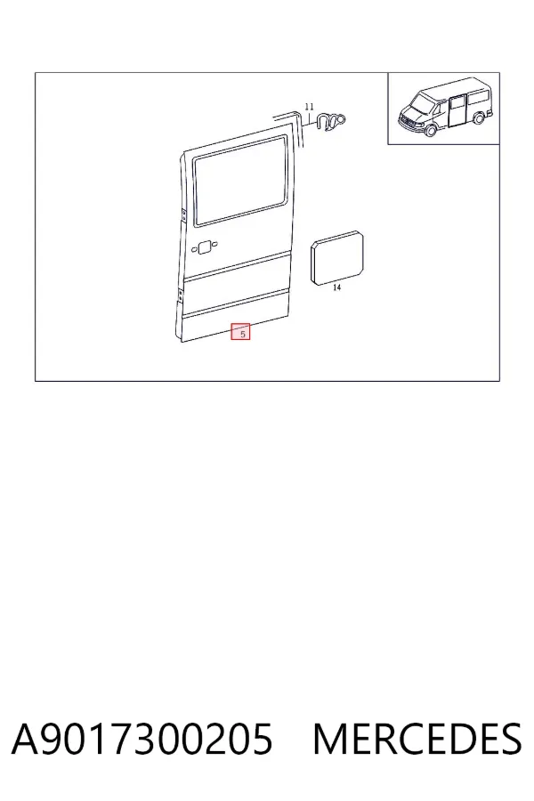 Porta lateral (deslizante) direita A9017300205 Mercedes