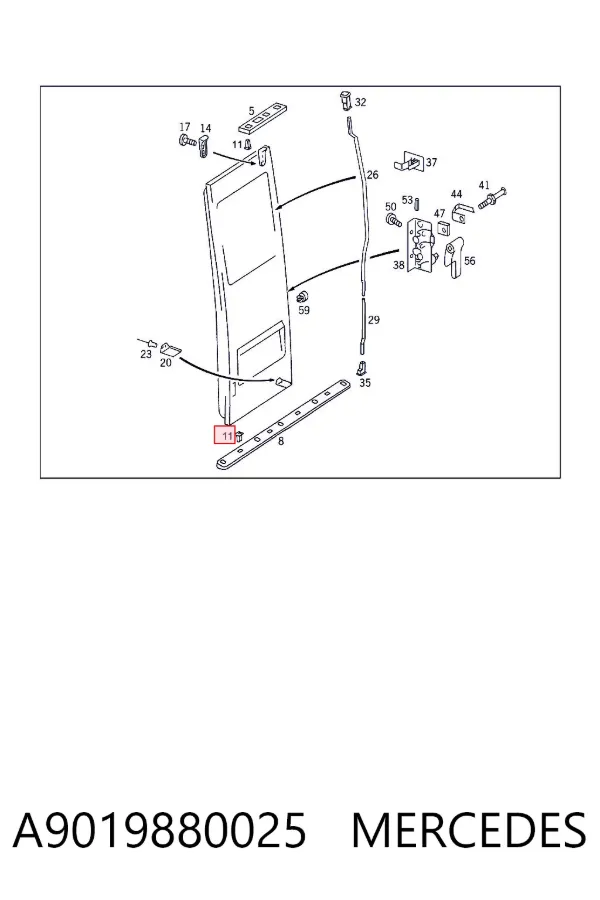 Braçadeira (cápsula) de fixação de moldura da porta A9019880025 Mercedes