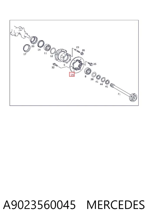 Flange de cubo traseiro A9023560045 Mercedes