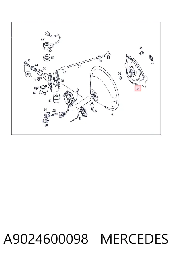 Cinto de segurança (AIRBAG) de condutor A9024600098 Mercedes