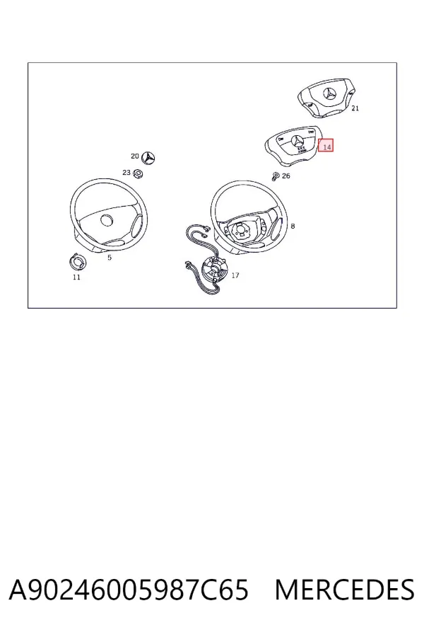 Cinto de segurança (AIRBAG) de condutor A90246005987C65 Mercedes