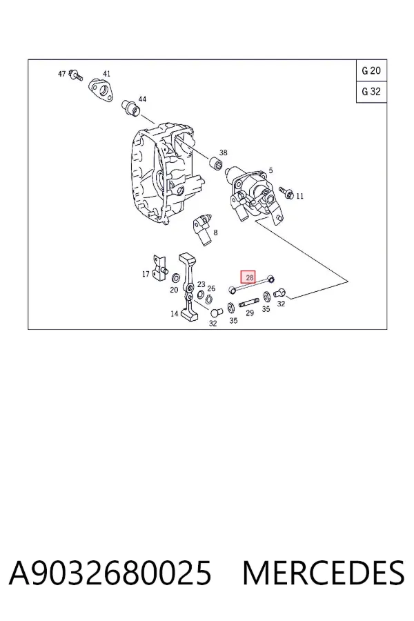 Barra de ligação da Caixa Automática de Mudança A9032680025 Mercedes