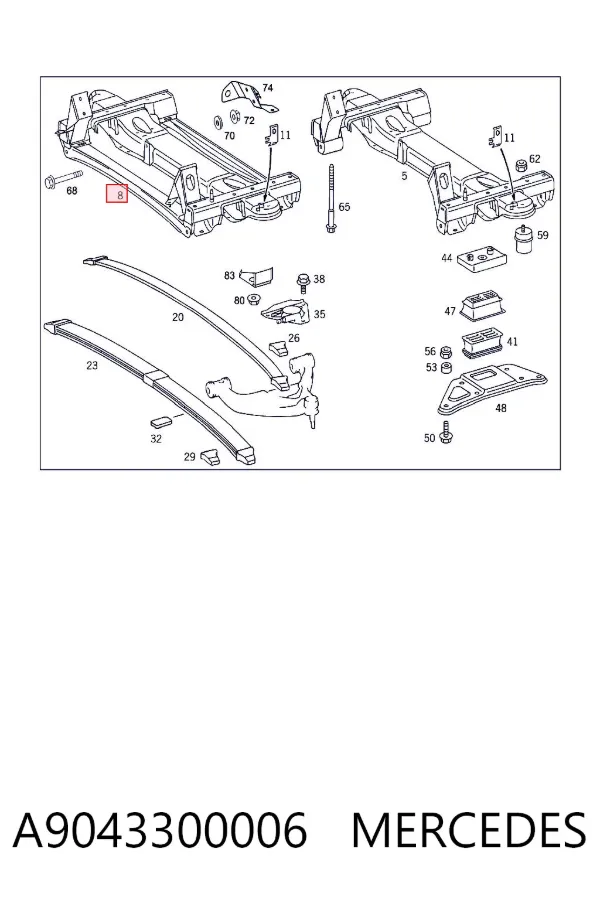 Viga de suspensão dianteira (plataforma veicular) A9043300006 Mercedes
