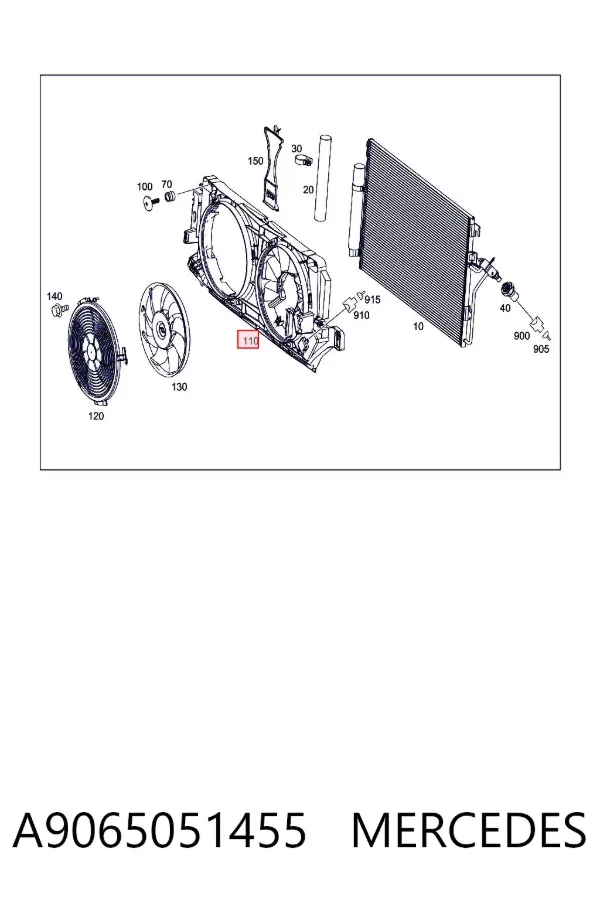 Difusor do radiador de aparelho de ar condicionado A9065051455 Mercedes