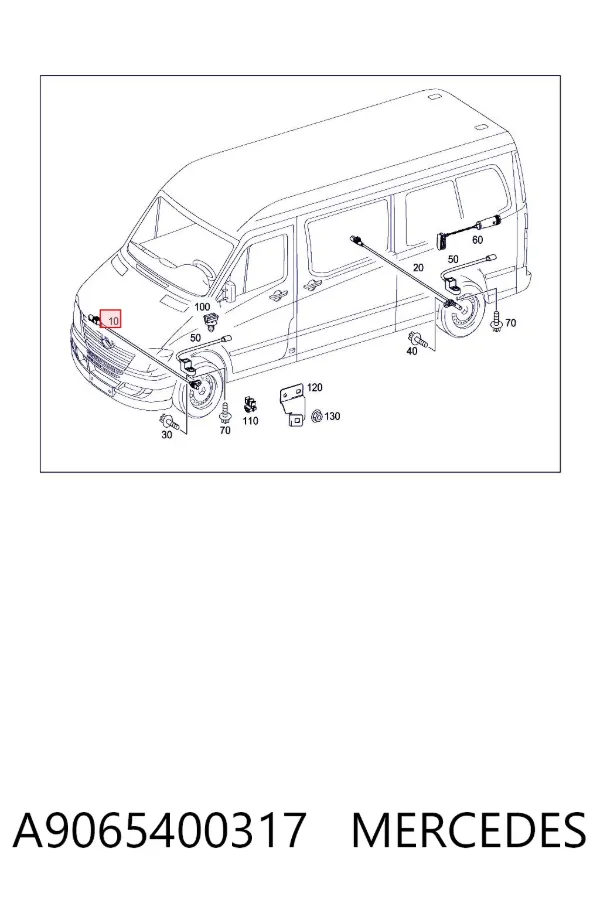 Sensor dianteiro de ABS A9065400317 Mercedes