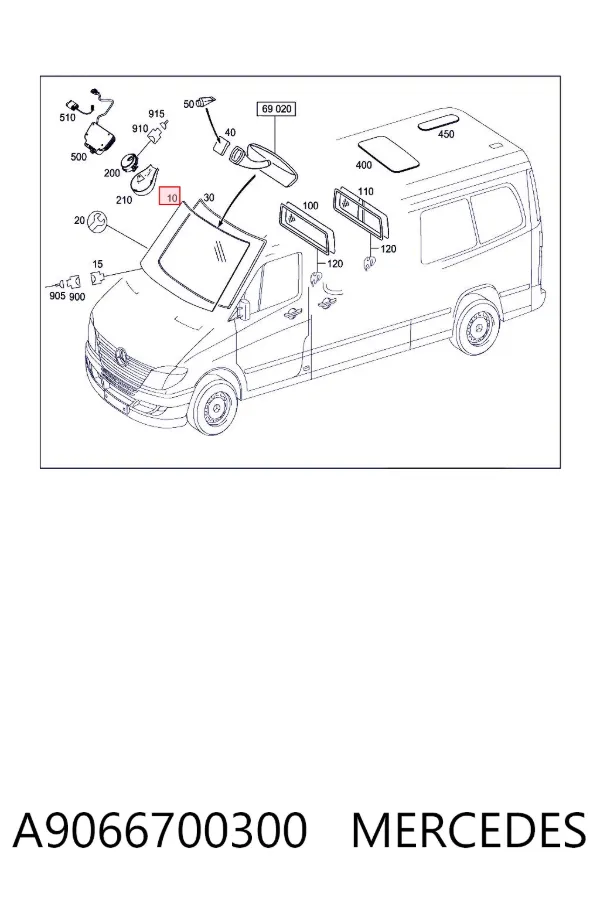 Pára-brisas A9066700300 Mercedes