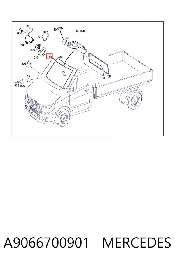 Pára-brisas A9066700901 Mercedes