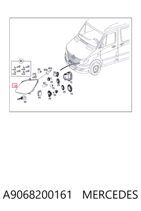 Luz esquerda A9068200161 Mercedes