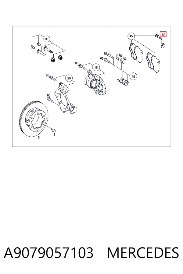 Sensor traseiro de desgaste das sapatas do freio A9079057103 Mercedes