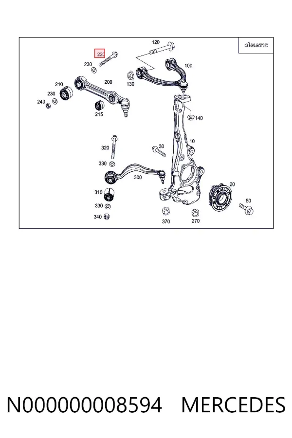 Parafuso de fixação de braço oscilante dianteiro, kit N000000008594 Mercedes