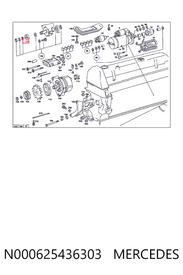 Rolamento do gerador N000625436303 Mercedes