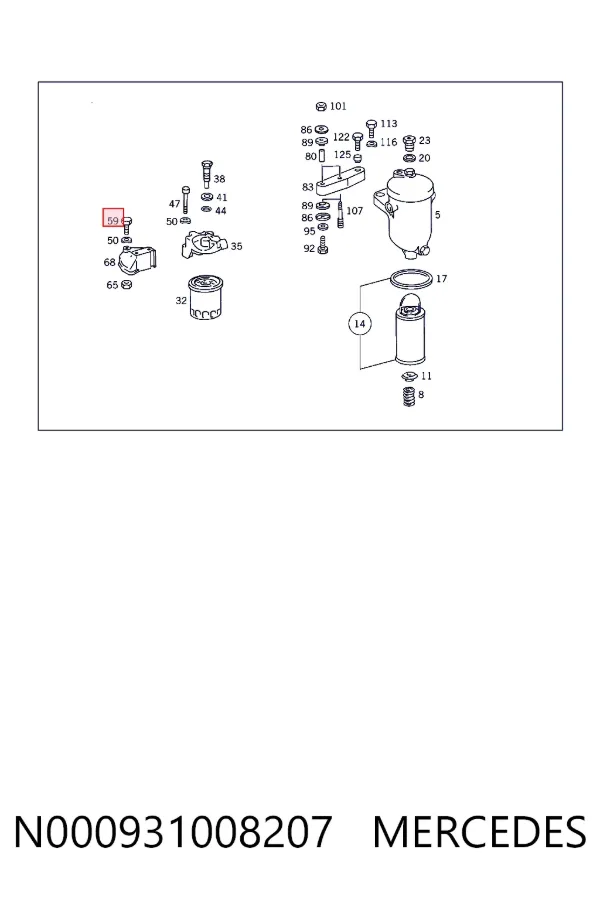 Parafuso de fixação de braço oscilante dianteiro, inferior N000931008207 Mercedes