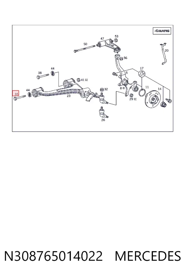 Parafuso de fixação de braço oscilante dianteiro, inferior N308765014022 Mercedes
