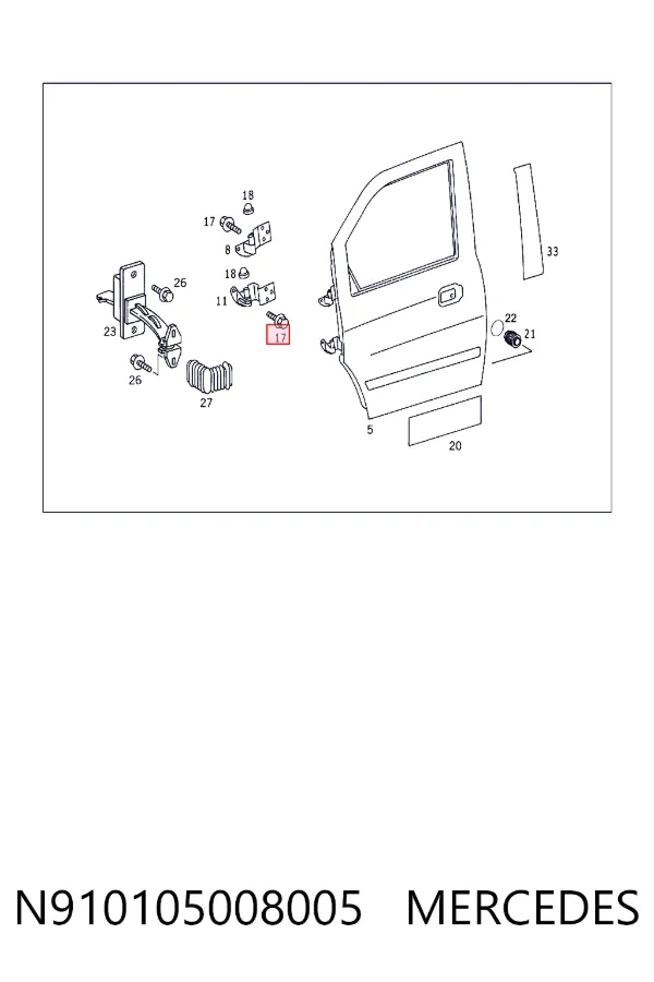 Parafuso do sistema de escape (do silenciador) N910105008005 Mercedes