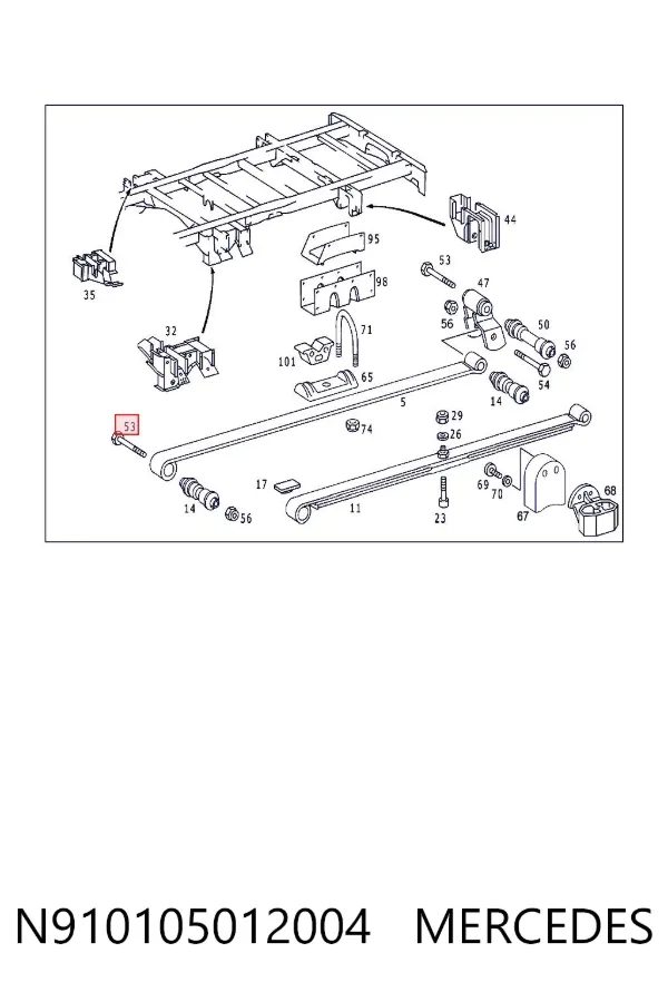 Parafuso (porca) de fixação N910105012004 Mercedes