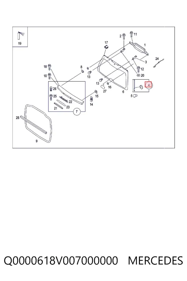 Amortecedor de tampa de porta-malas (de 3ª/5ª porta traseira) Q0000618V007000000 Mercedes