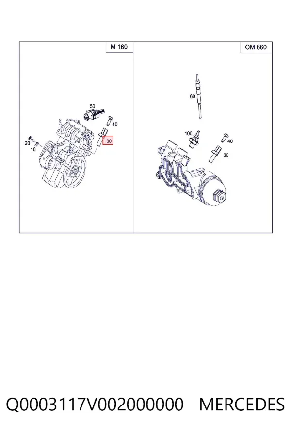 Sensor de posição (de revoluções) de cambota Q0003117V002000000 Mercedes