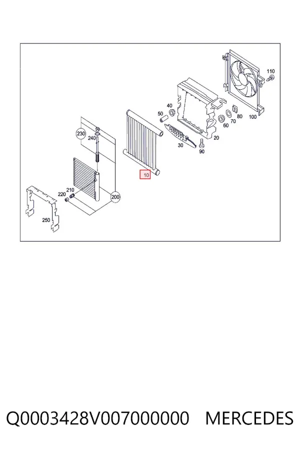 Radiador de esfriamento de motor Q0003428V007000000 Mercedes