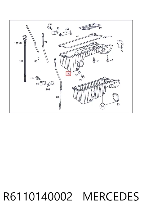 Panela de óleo de cárter do motor R6110140002 Mercedes