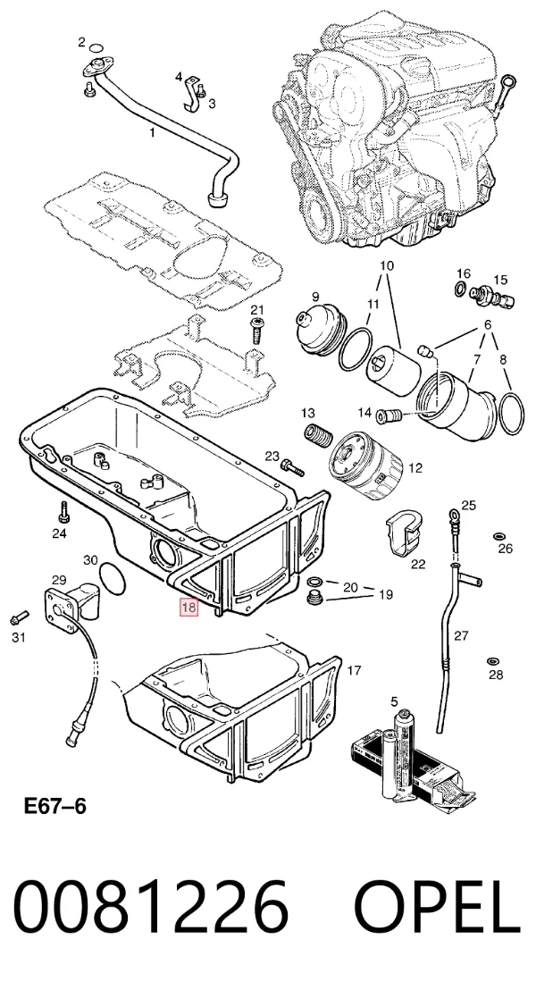 Panela de óleo de cárter do motor 0081226 Opel