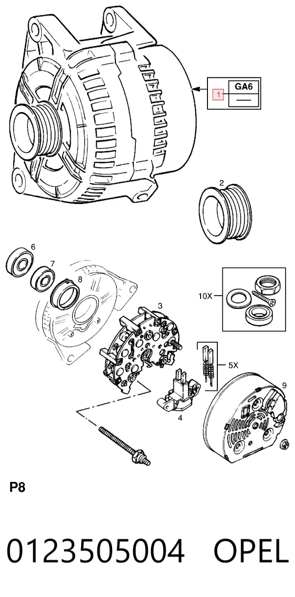 Gerador 0123505004 Opel